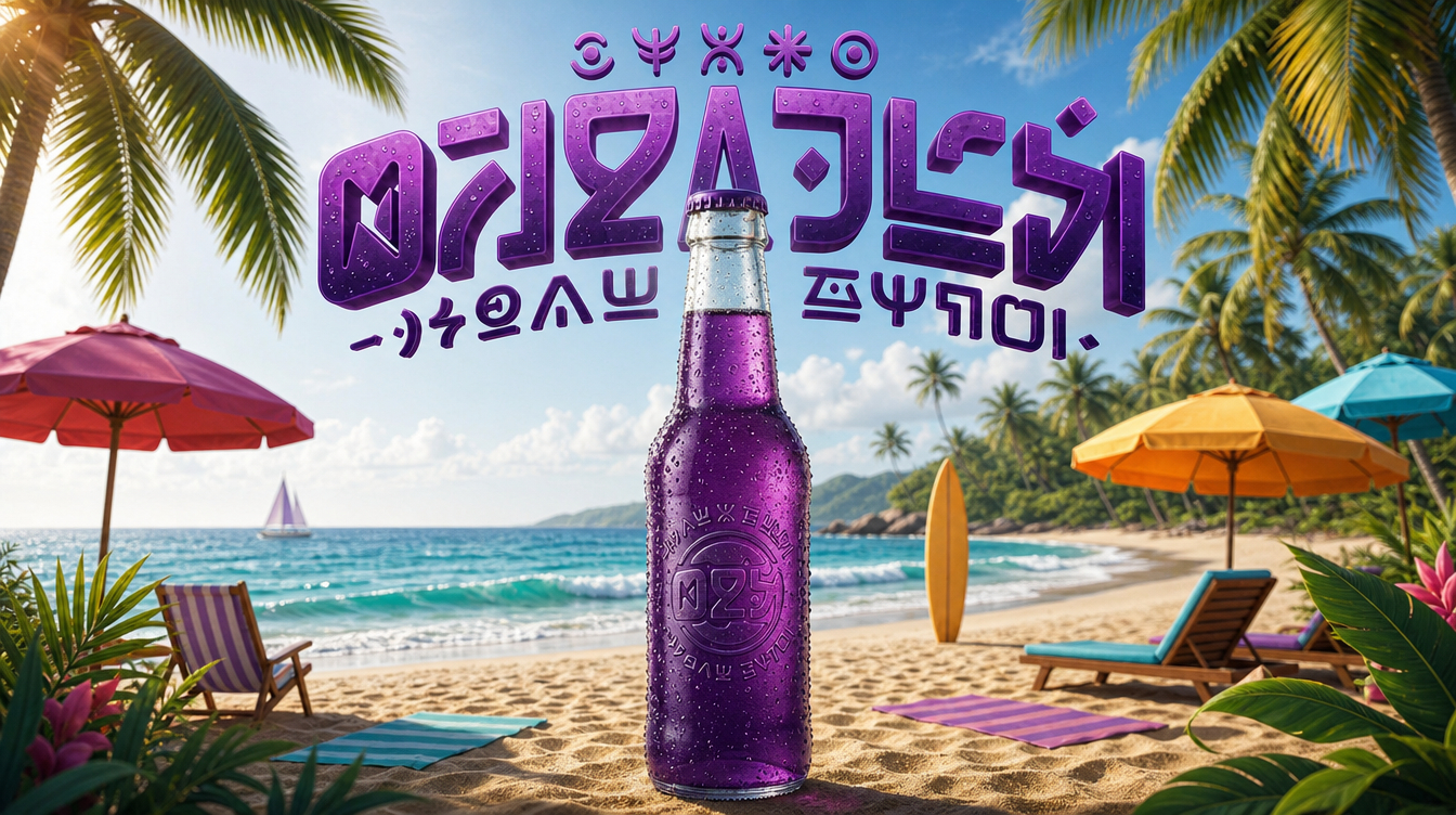 Fictional SteamPig beverage key art, beach edition